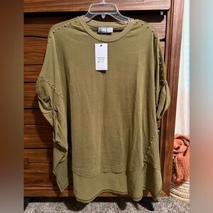 BlueB Oversized Green Studded T-Shirt